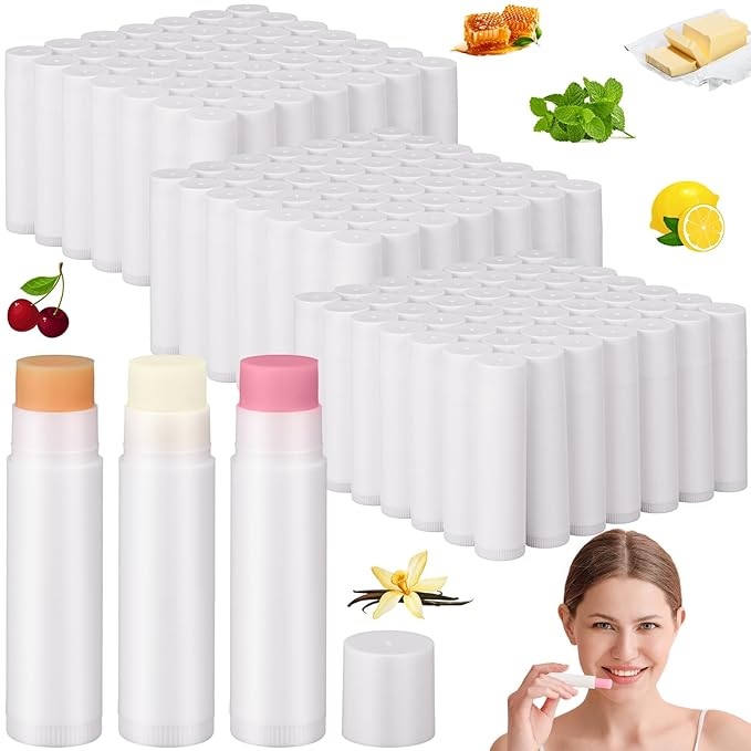 Demissle 300 Pcs Unlabeled Lip Balms Bulk Chapped Stick Blank Mini Lip Balm Gifts Moisturizing Lip Balm Party Favors for Women Homeless Guests Wedding Bridal Shower Baby Shower Favors(Mixed Flavor)-BrightBean Baby