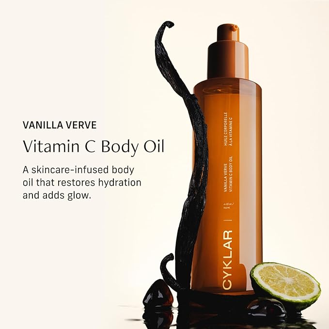 Vitamin C Body Oil for Women and Men. Moisturizing Vanilla Verve Scented Body Serum for Glowing Skin. Nourishing, Hydrating After-Shower and Bath Skin Care Moisturizer, 4.2 Fl Oz-BrightBean Baby