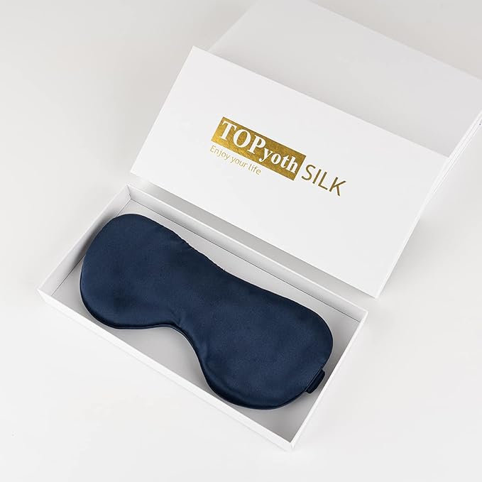 Silk Sleep Mask - 22 Momme Pure Natural 100% Mulberry,Silk Eye Mask for Night Sleeping,Travel, (Purplish Blue)-BrightBean Baby