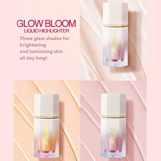 Liquid Highlighter Makeup, Long Lasting Liquid Luminizer for Glowing Skin Waterproof Smooth Glitter Highlight Face Illuminator Cream Contour Stick Body Shimmer Liquid Bronzer(#03 ROSE GOLD)-BrightBean Baby