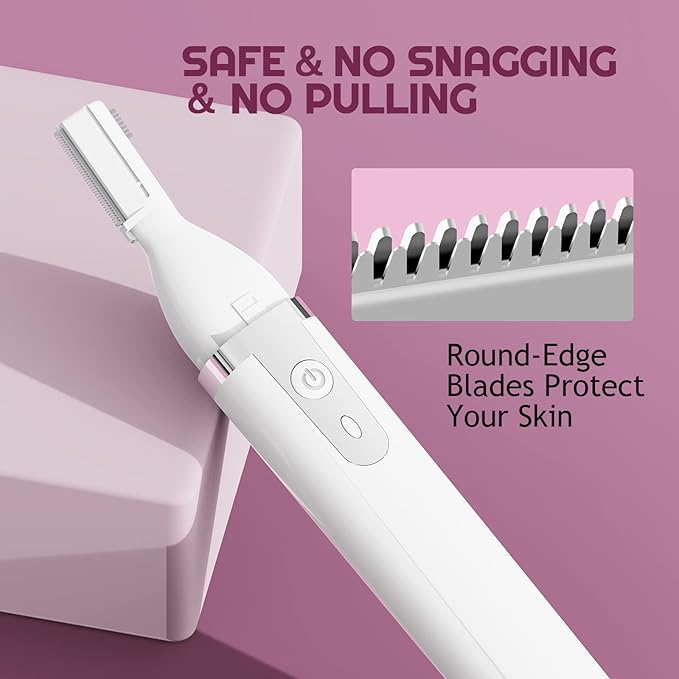 Eyebrow Trimmer Electric Eyebrow Razor, Rechargeable Facial Hair Shaver Painless Detail Trimmer with Rinseable Blade for Face Beard Neck (White)-BrightBean Baby