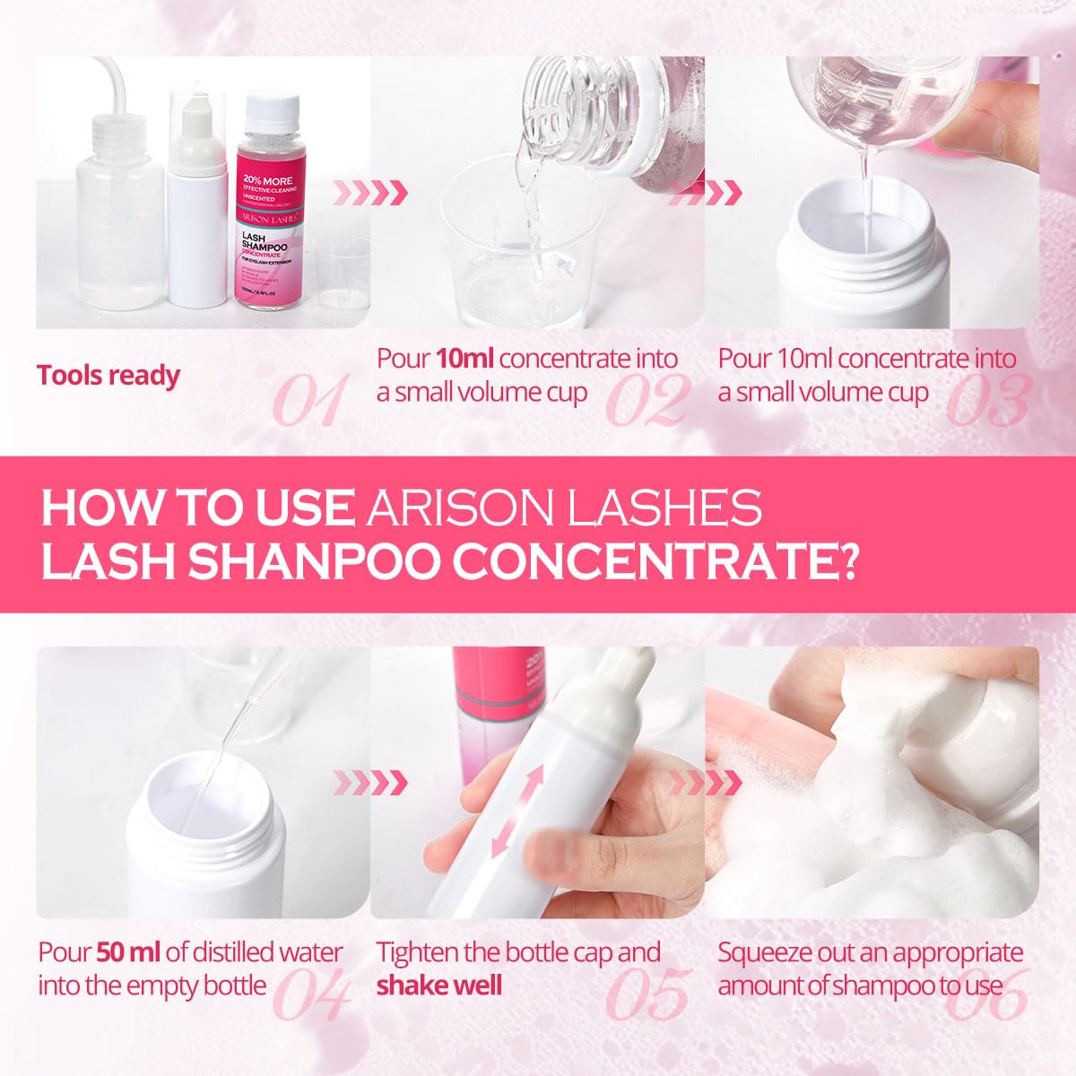 ARISON LASHES Lash Shampoo Concentrate for Lash Extensions 100ML Eyelash Cleanser Concentrate Oil-Free Eyelash Extension Shampoo with Salon Home Care(Bubble gum)-BrightBean Baby