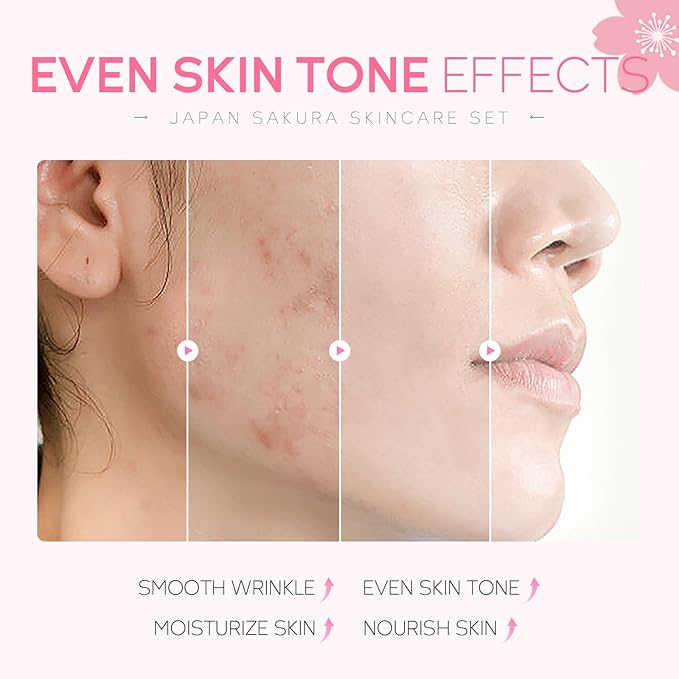 Skin Care Set JAPAN SAKURA Women Beauty Gift Sets Skin Care Kit with Cleanser, Toner, Serum, Eye Cream, Face Cream Travel Kit for Women Teen Girls Mom Daughter Birthday TSA-friendly Sizes 5pcs-BrightBean Baby