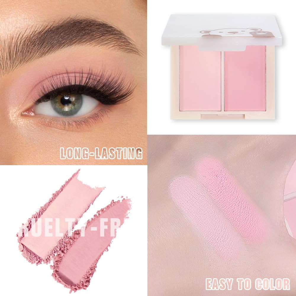AMY'S DIARY Matte Eyeshadow, Lavender Pink Eyeshadow, Ultra-fine Lightweight Powder, Multiuse Blendable Eye shadow and Blush Makeup, Daily Matte Warm Tone Eyes Makeup, Half Pink (02#)-BrightBean Baby