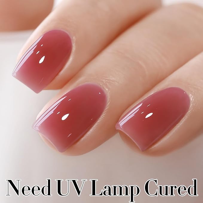 Double Rhythm 0.50 OZ Translucent Gel Polish Same Color Same Bottle Sheer Pastel Neutral Natural Milky 15 ML Jelly UV Nail Art DIY at Home (Deep Purple Pink-A1513)-BrightBean Baby