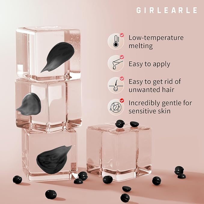 Hard Wax Beads, 1lb Wax Beans for Hair Removal, Hard Wax for Sensitive Skin at Home, Wax Refill Perfect for Legs, Facial, Brazilian Bikini, Eyebrow and Full Body for Women and Men (Black)-BrightBean Baby