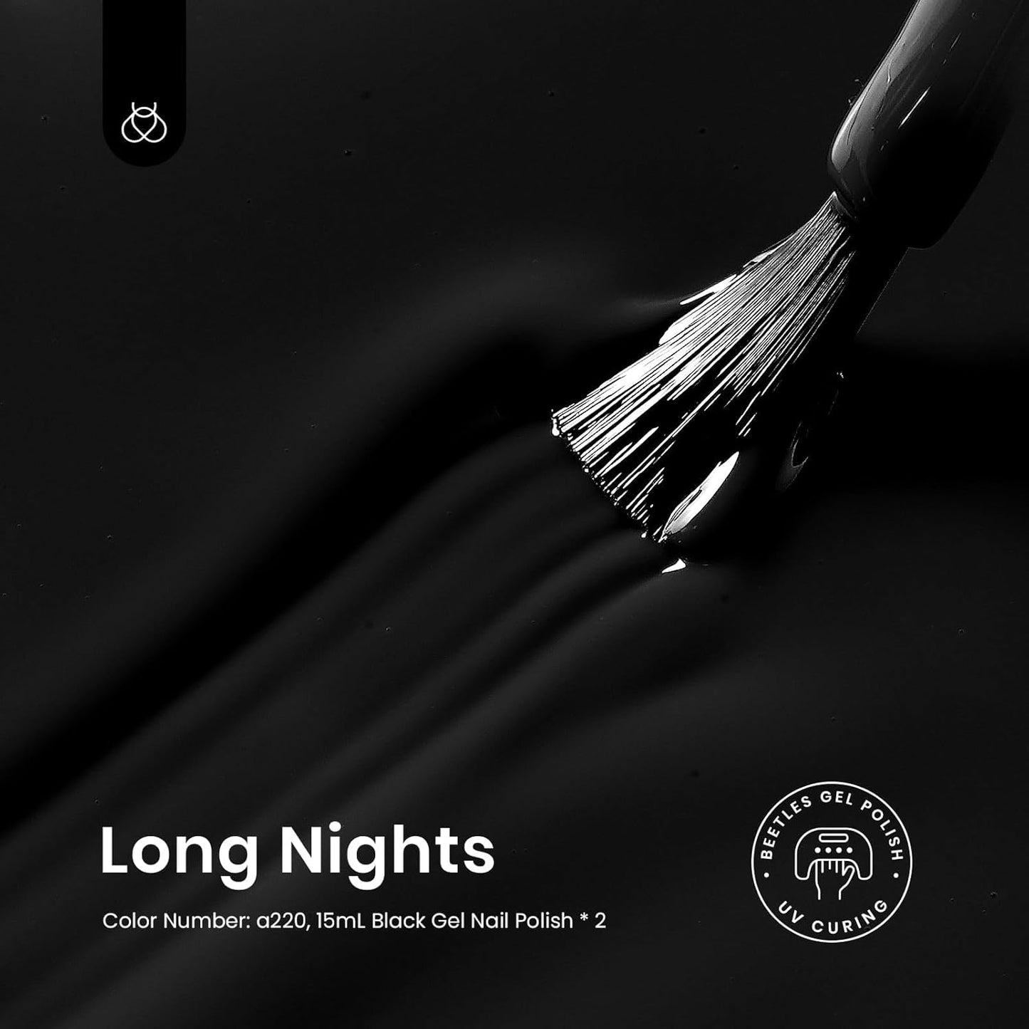 Beetles Black Halloween Gel Polish 2Pcs Pure Black Gel Nail Polish Set 15ml Dark Base Color Soak Off Uv Nail Lamp Art Manicure DIY Design Gift for Women Long Nights Collection-BrightBean Baby