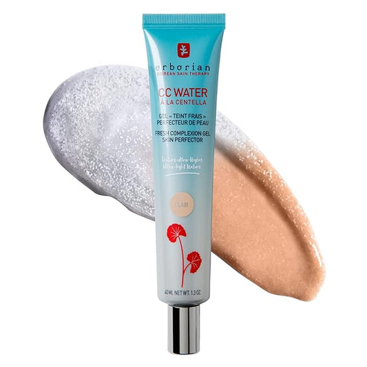 Erborian CC Water with Hyaluronic Acid, Clair - Ultra-Light Aqua Gel Color Corrector with Centella Asiatica & Hyaluronic Acid - Plump, Softer & Hydrated Skin - Korean Skincare Skin Perfector - 1.3 Oz-BrightBean Baby