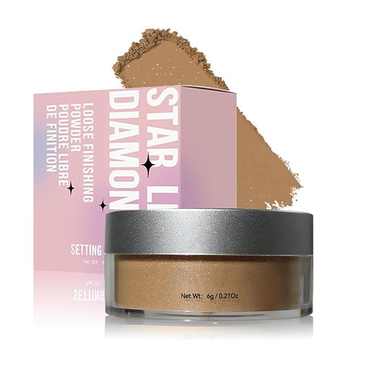 Oil Control Loose Powder Makeup Translucent Setting Powder Shimmer Long Lasting Lightweight Polvo Traslucido Maquillaje Para Mujer Face Powder Makeup - 04 Dark Brown Shimmer-BrightBean Baby