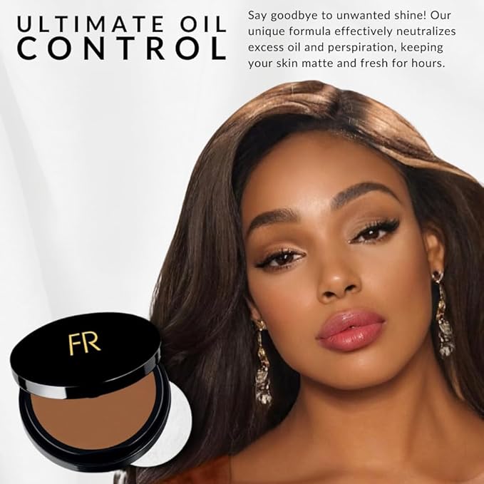Luxury Oil Blotting Pressed Powder by Flori Roberts, Long Lasting Oil and Shine Control, Flawless Complexion for Women of Color or Deeper Skin Tones-BrightBean Baby