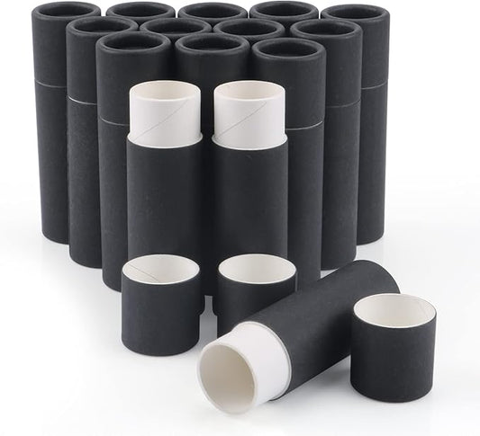 15 Pcs 0.3 oz Paperboard Lip Balm Tubes,Empty Kraft Paper Chapstick Tube Holder,Push-Up Style Biodegradable Solid Perfume Lip Gloss Container for DIY Homemade Balm Container,Natural Packaging- Black-BrightBean Baby