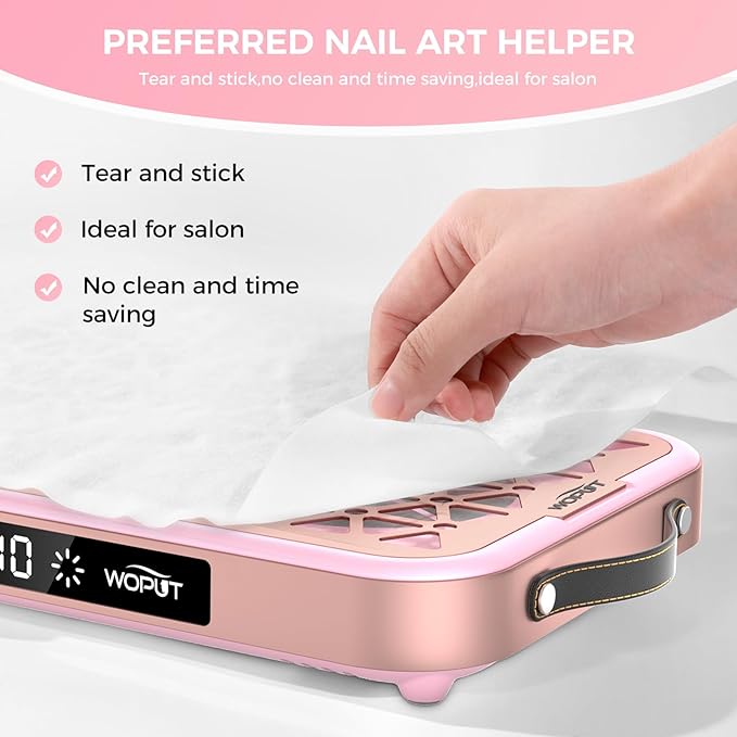 Professional Nail Dust Collector, 1600PA Portable Vacuum Fan Dust Collector with Disposable Filter Paper (30 Pcs) for Nail Polishing & Manicure Pedicure, Low Noise, Nail Salon & Home - Pink-BrightBean Baby