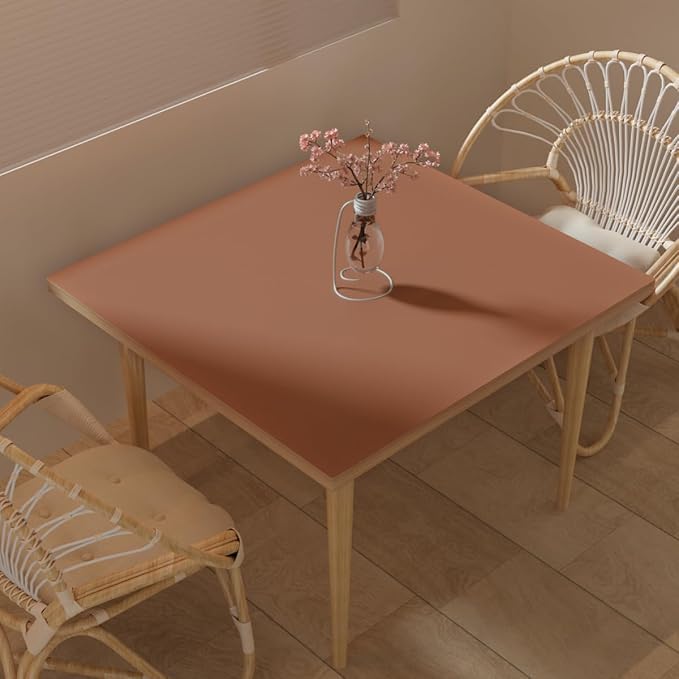 Leather Table Cover,1.8mm Thick,54x54 Inch Table Protector,Table Protector for Dining Room Table,Dining Table Cover,Table Cover Protector,Protector para Mesa De Comedor(Brown+Gray,54x54)
