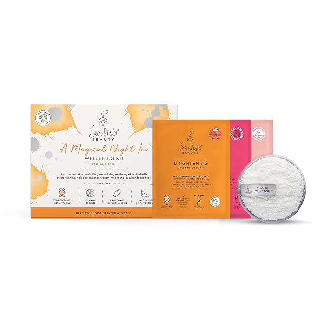 RADIANT Gifting Bundle | BRIGHTENING SHEET MASK | Rosy Toes - Foot Mask Instant Pedciure | Rosy Hands - Hand Mask Instant Manicure| Magic Cleanse™ Eco-friendly Cleansing Tool-BrightBean Baby