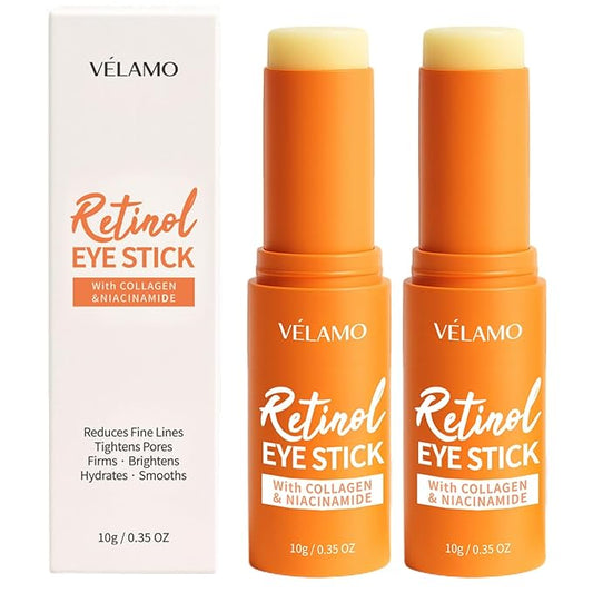 VELAMO ADVANCED Retinol Eye Balm Stick: Under Eye Cream for Dark Circles Puffiness Eye Bags Wrinkles Fine Lines - Korean Skincare Formula with Collagen, Niacinamide, Peptides & Hyaluronic Acid 2 Packs-BrightBean Baby