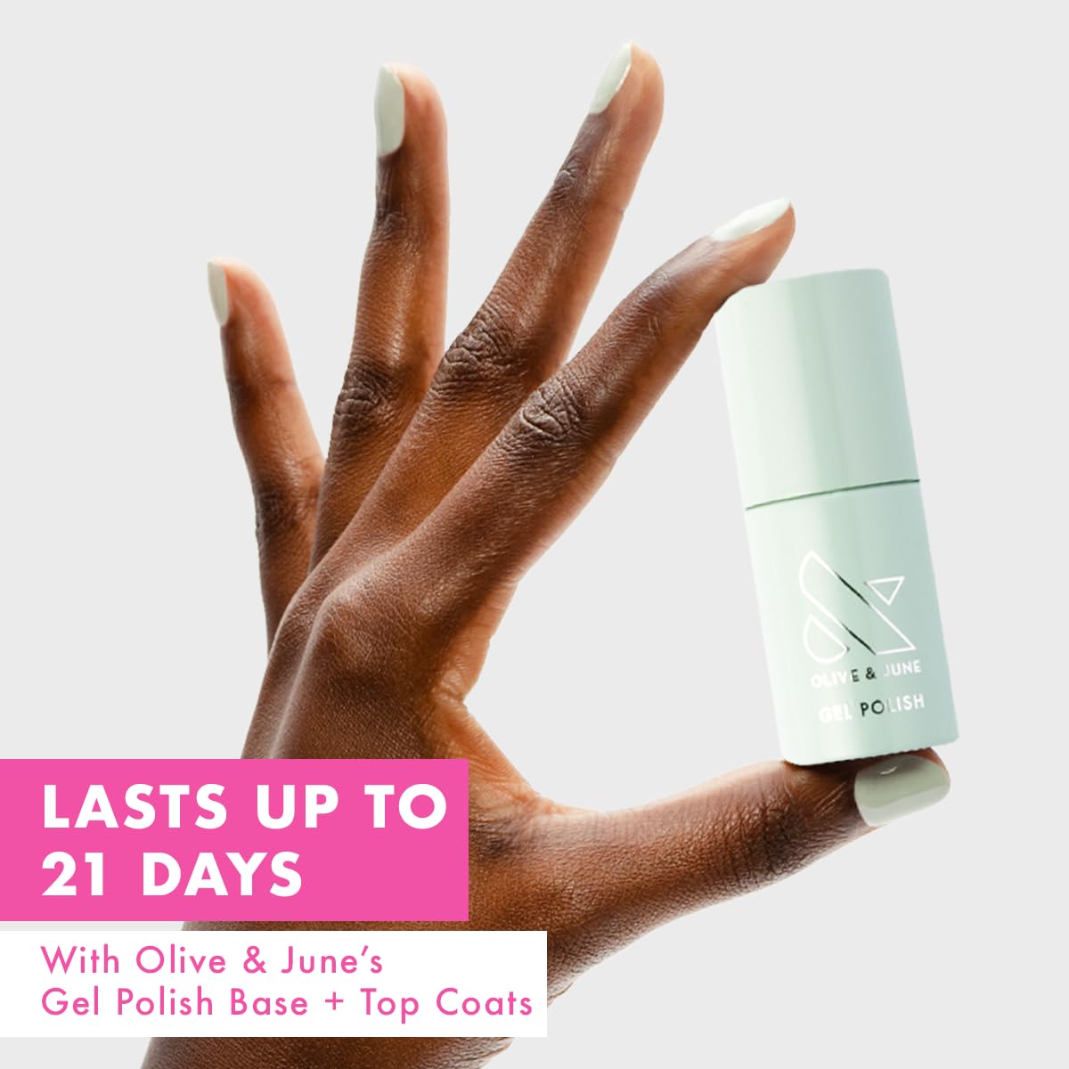 Olive & June Gel Polish | UV LED Nail Lamp Needed | Long Lasting Formula | Up to 21 Days of Wear | Damage-Free Removal | Salon-Quality Manicure, Pedicure at Home | KMC | Pastel Sage-BrightBean Baby