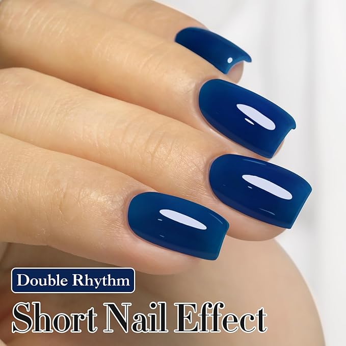 Double Rhythm 0.5Oz Navy Blue Gel Polish Sheer Neutral Natural Light Milky Same Color Same Bottle 15ML Jelly UV Nail Art DIY at Home (Navy Blue-A1107)-BrightBean Baby