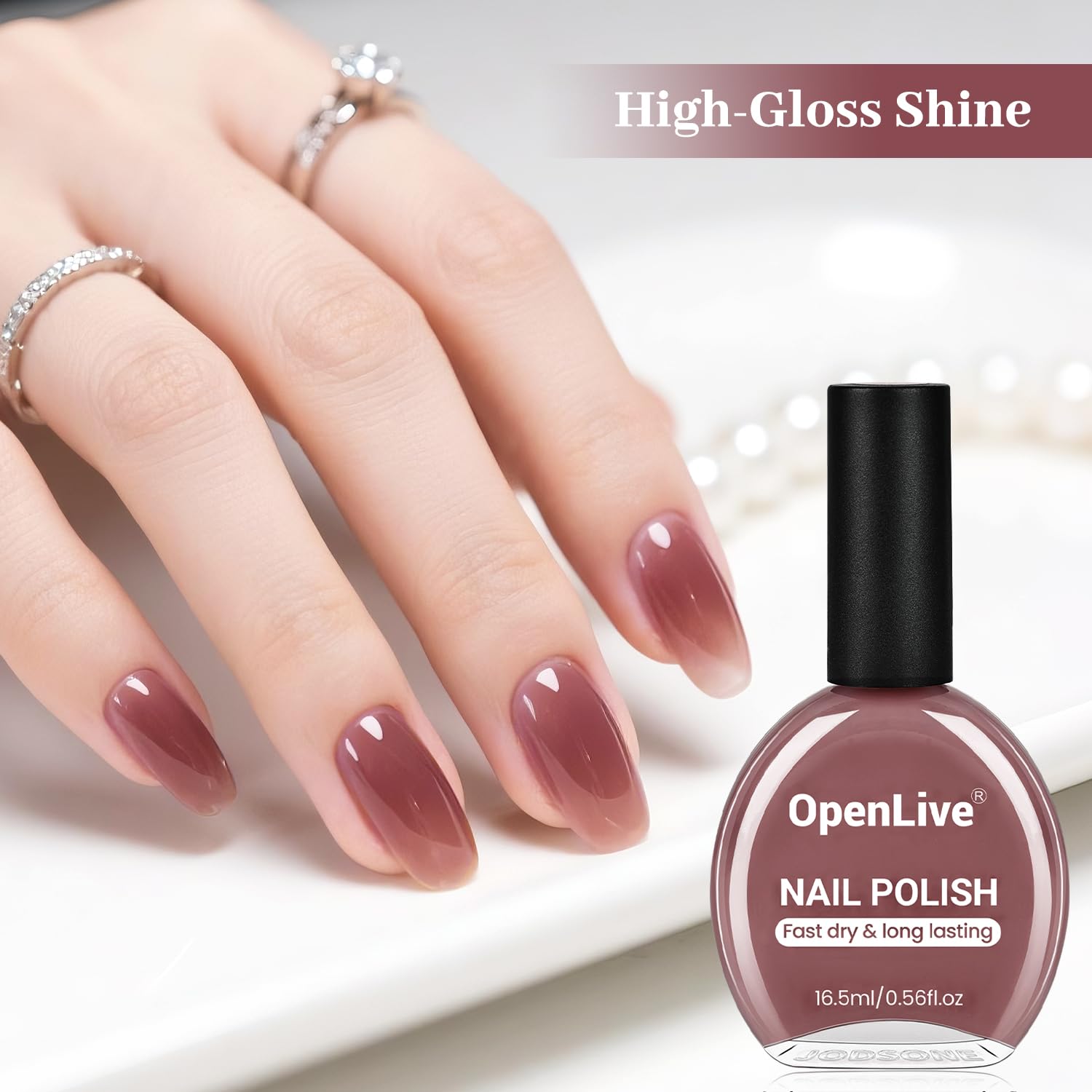 16.5ml Jelly Mauve Red Nail Polish Large Volume Quick Dry Nail Polish, Long Lasting Shine, Fingernail Toenail Nail Art DIY Home Travel Nail Art Gift-BrightBean Baby