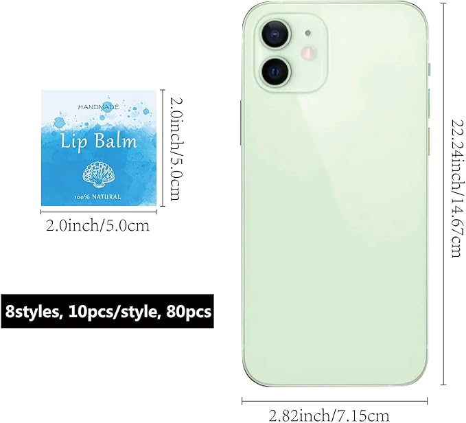 CRASPIRE Lip Balm Labels 80pcs Homemade Lip Balm Labels 2” Clear Lip Balm Labels for Tubes Printable Waterproof Lip Balm Stickers Labels for Lip Balm Handcream Candle Container（Marine Life-Blue）-BrightBean Baby