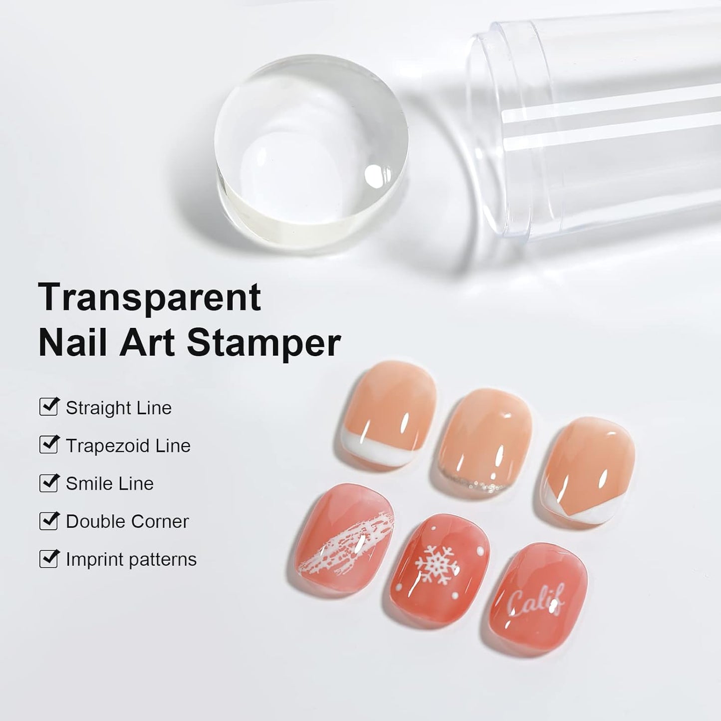Nail Art Stamper Clear Silicone Nails Stamping Jelly with Scraper Transparent Visible Body DIY Manicure Nail Art Tool For DIY Nail Decor French Nail Manicure-BrightBean Baby