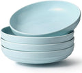 HAPPY KIT Stoneware Pasta Bowl Set of 4, 9'' Large Salad Bowls,42 Oz, Reactive Glaze Serving Bowls, Microwave Dishwasher Safe, Ocean Current Blue
