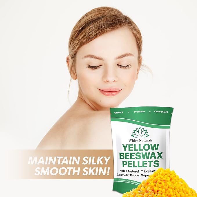 Yellow Beeswax Pellets 8oz, Pure, Natural, Cosmetic Grade, Bees Wax Pastilles, Triple Filtered, Great For DIY Lip Balms, Lotions, Candles By White Naturals-BrightBean Baby