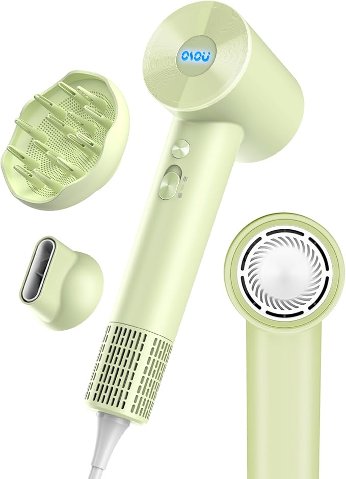 Hair Dryer with Diffuser for Curly Hair, Negative Ionic Hairdryer, High-Speed Blow Dryer with 110, 000 RPM Brushless Motor, Fast Drying Lightweight Travel Hairdryer, Low Noise Quiet Hair Dryers-BrightBean Baby