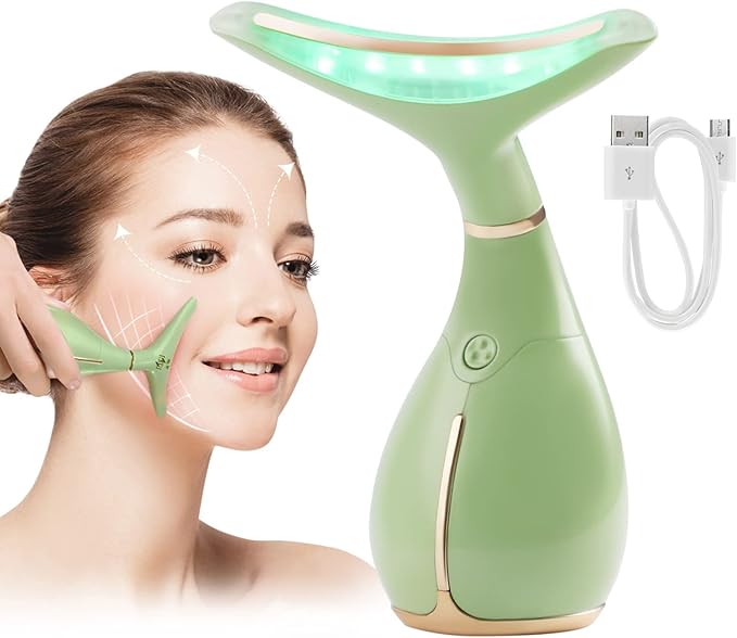 Ms.W Facial Massager for Women, Portable Facial Massager for Skin Care, Electric Facial Massage Kit, 45 ± 5℃ Heating and 3 Massage Modes-* (Green)-BrightBean Baby