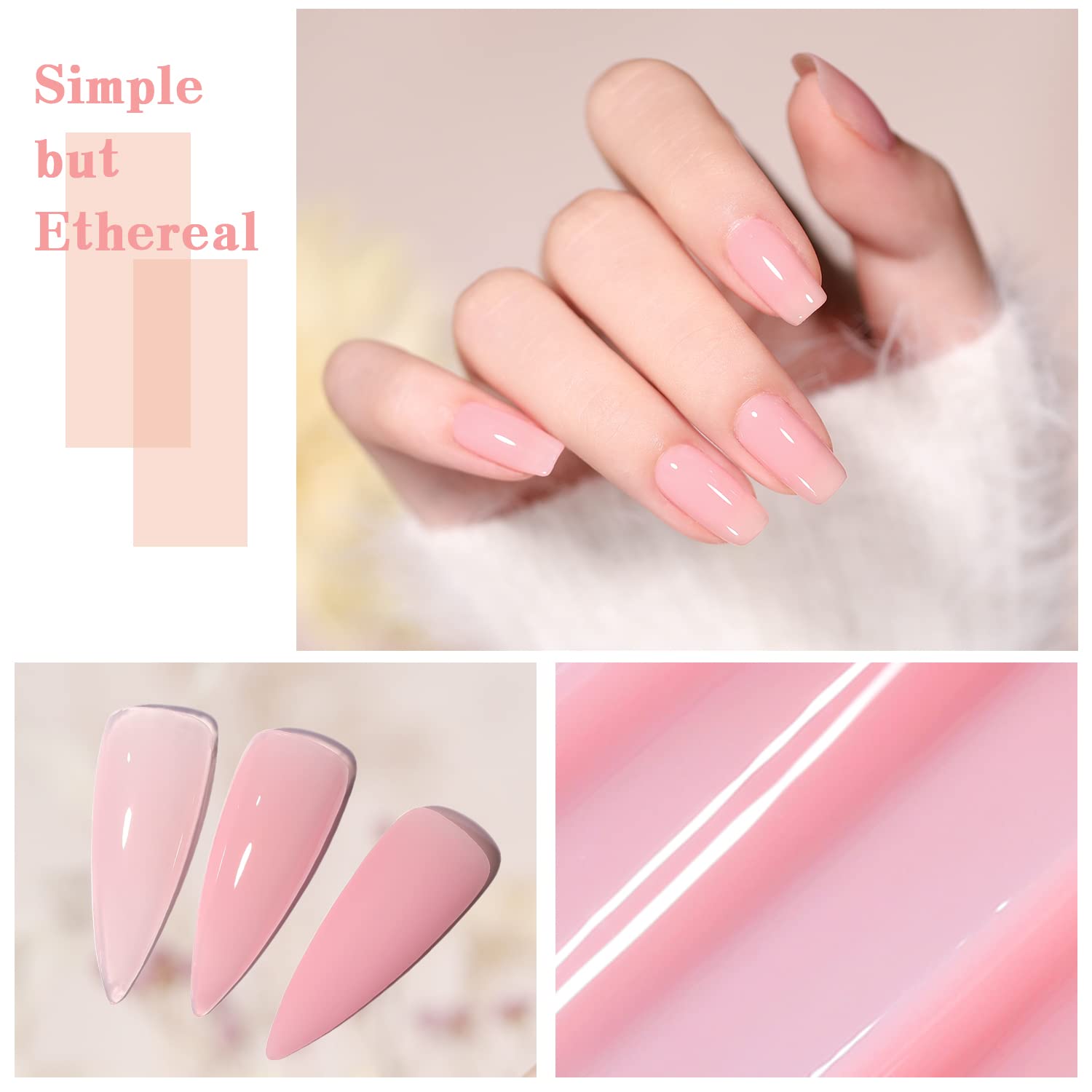 Jelly Pink Gel Nail Polish Set of 10 Colors Including Pink Purple Milky White Nude Gel Polish Kit UV LED Soak Off Nail Polish Home DIY Manicure Nail Salon Varnish-BrightBean Baby