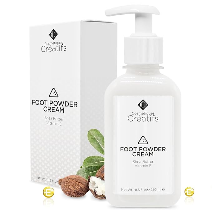 Foot Powder Cream for Dry Cracked Heels, Odor Control, and Intense Skin Hydration, 8.5 fl. oz., with Shea Butter and Vitamin E-BrightBean Baby