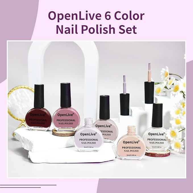 10ml Nude Pink Nail Polish Set 6 Colors Brown Red Purple All Seasons Neutral Color Quick Dry Nail Polish Set for Women Salon DIY Nail Art-BrightBean Baby