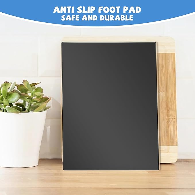 Tempered Glass Cutting Board for Kitchen, Black Glass Board for Countertop, Heat Resistant, with Non-Slip Feet, 12x16" 1Pcs