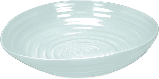 Portmeirion Sophie Conran Celadon Pasta Bowls - Set of 4, 9 Inch Fine Porcelain Ripple Design Dinnerware for Pasta, Salad & Soup - Microwave, Dishwasher, Freezer & Oven Safe