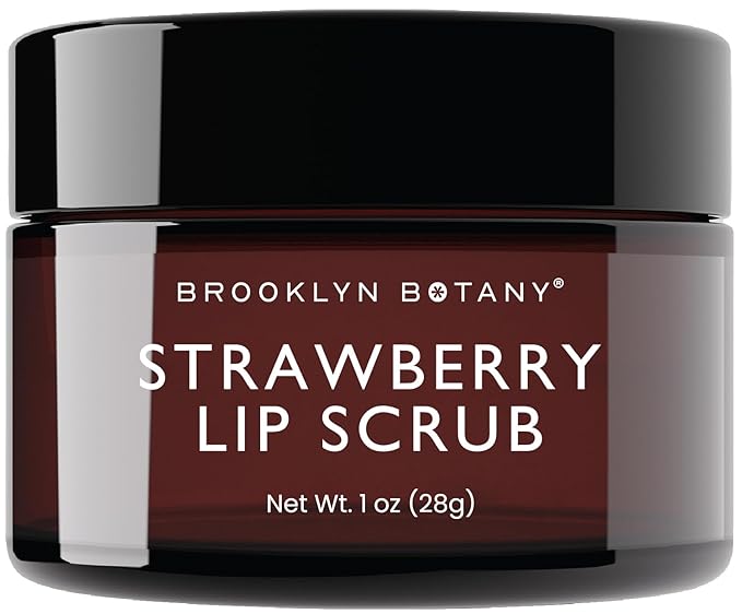 Brooklyn Botany Lip Scrub Exfoliator 1 oz – Lip Moisturizer for Dry Lips and Chapped Lips – Gentle Lip Exfoliator for Smooth and Brighter Lips – Strawberry Flavor-BrightBean Baby