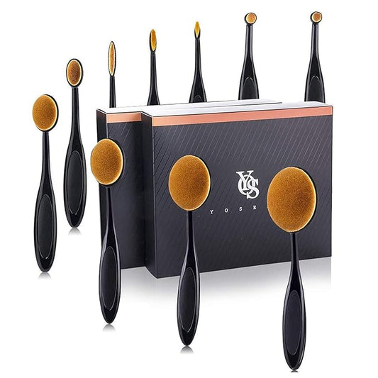 2 Sets Yoseng Oval Makeup Brushes 10 Fashionable Super Soft Professional Oval Toothbrush Foundation Contour Powder Blush Blending Brush Cosmetic Brushes Tool Set ink with Box Black（2 Pack）-BrightBean Baby