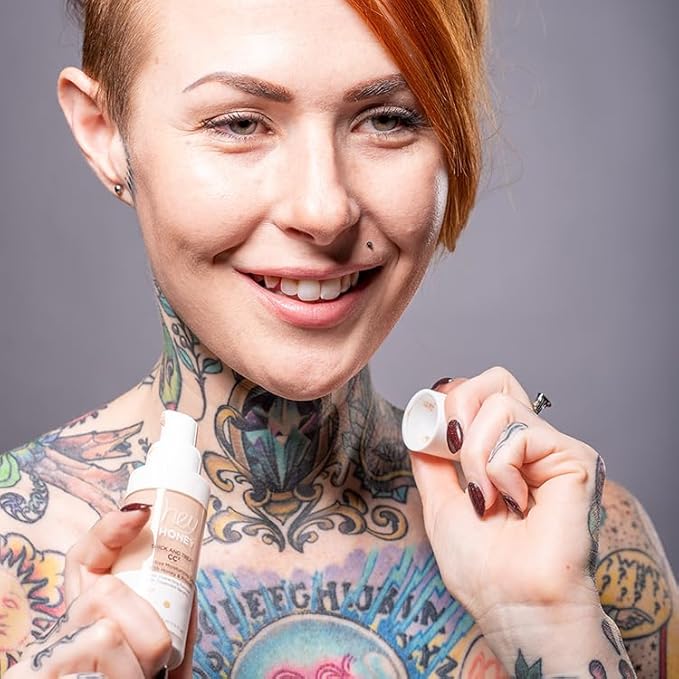 Hey Honey Trick and Treat CC Cream SPF 46 | Active Moisturizing Color Correcting Cream with Honey & Propolis | Best Cover For Rosacea, Skin Redness & Mature Skin | Cruelty-Free | 1 oz (Light-Medium)-BrightBean Baby