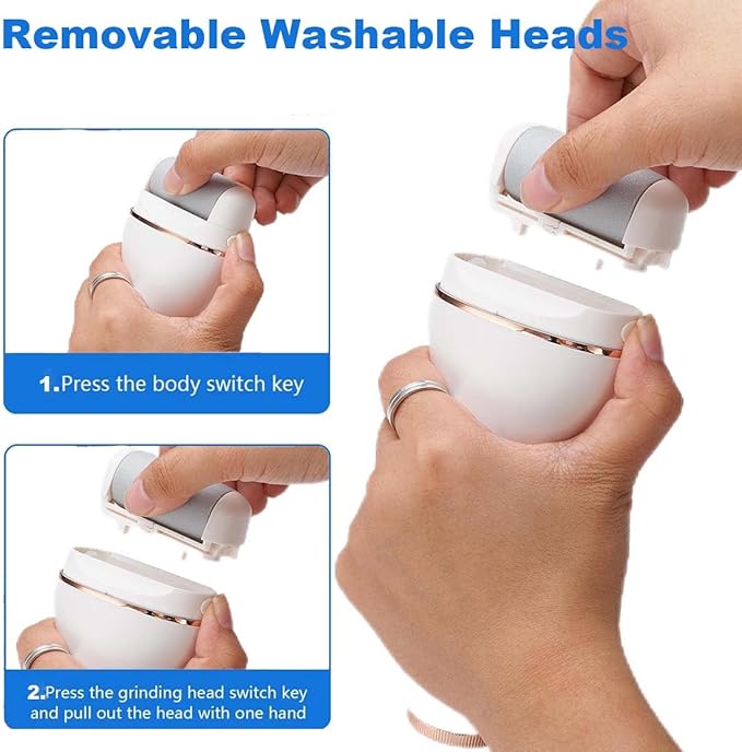 Electric Foot Callus Remover, Portable Electric Foot File with 15 in 1 Professional Pedicure Kits,Rechargeable Pedicure Tools for Foot Care, Waterproof Remover Cracked Feet & Dead Skin, Gift (White)-BrightBean Baby