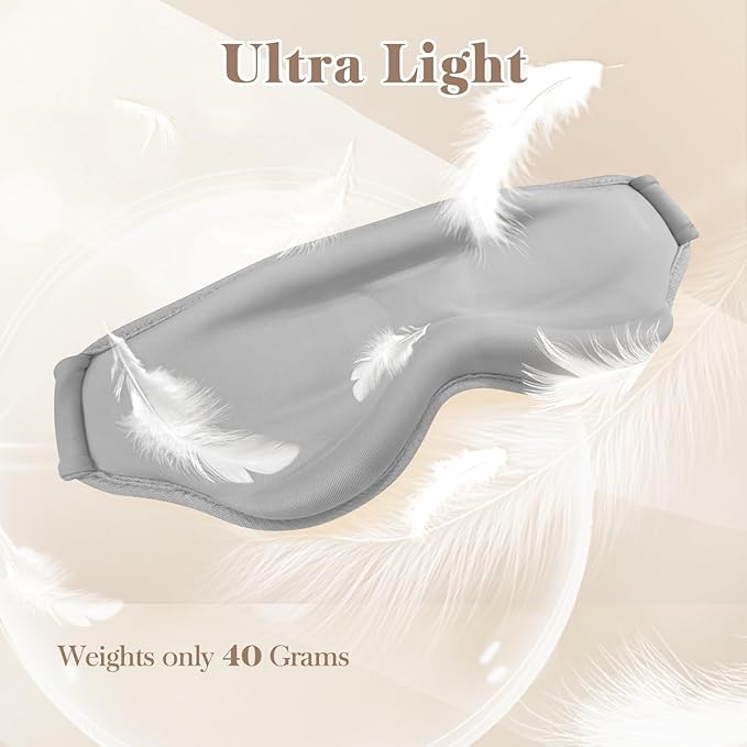 3D Cooling Eye Mask Sleep Mask for Men & Women, 100% Pressure-Free & Light Block-Out Eye Mask for Sleep with Easy Adjustable Strap, Night Eye Cover for Travel, Grey-BrightBean Baby