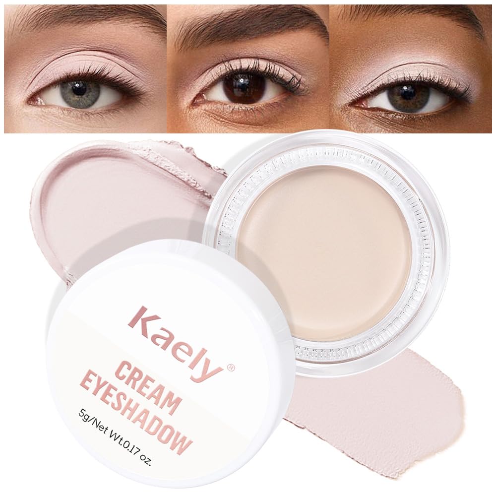 Kaely Single Cream Eyeshadow Pot, Bright Nude Matte Eye Shadow for Older Women High Pigmented Waterproof, Natural Eyeshadow Palette Makeup Brightener, sombras en crema para ojos, Blendable, R01-BrightBean Baby