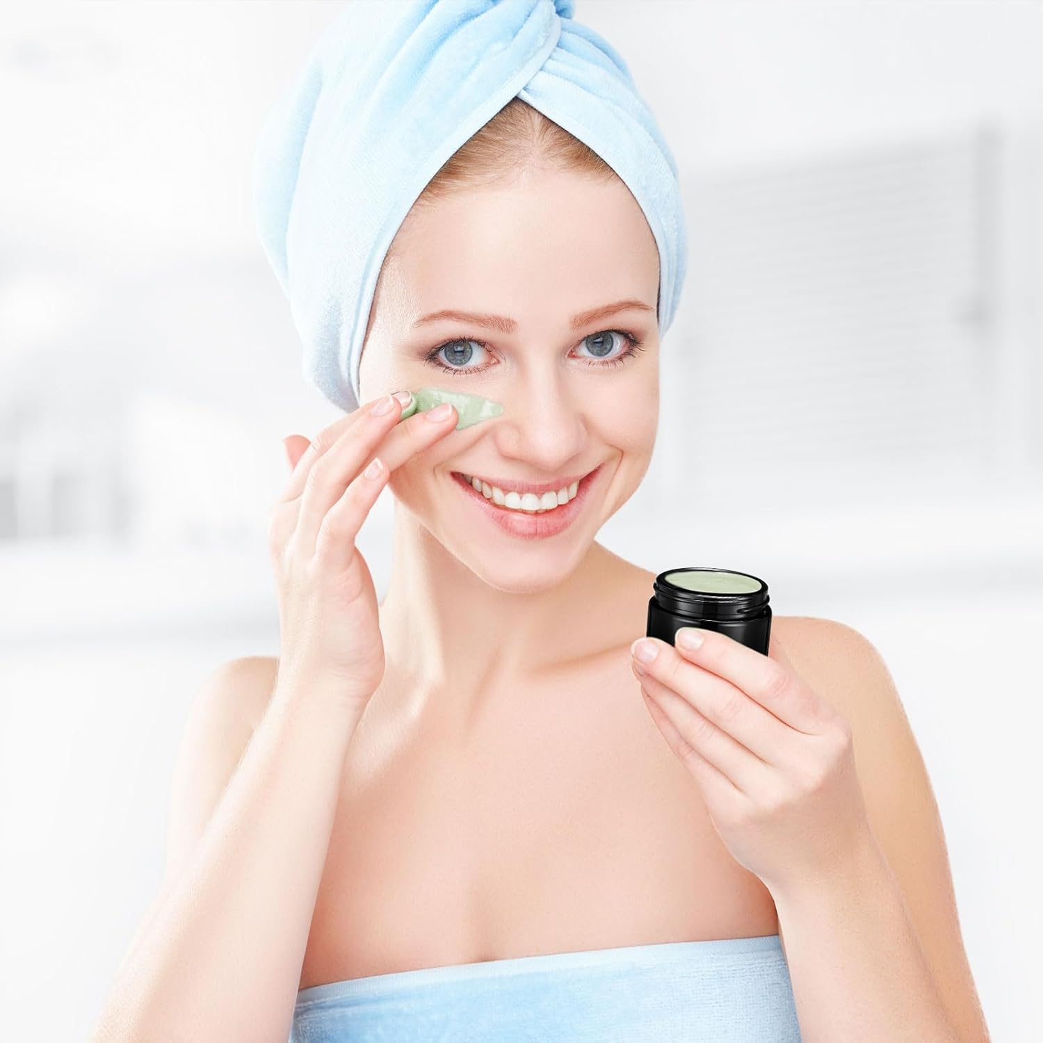 Domensi 100 Pcs 1 oz Glass Jars with Lids Bulk Round Glass Cosmetic Jars Lids 1 oz Small Travel Containers with Inner Liner for Lotions Powders Ointments Sample Cream(Black,Black)-BrightBean Baby