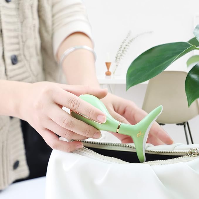 Ms.W Facial Massager for Women, Portable Facial Massager for Skin Care, Electric Facial Massage Kit, 45 ± 5℃ Heating and 3 Massage Modes-* (Green)-BrightBean Baby