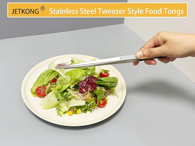 JETKONG 7 Inch Small Cooking Tweezers Mini Kitchen Food Tweezers Small Kitchen Tweezer Tongs