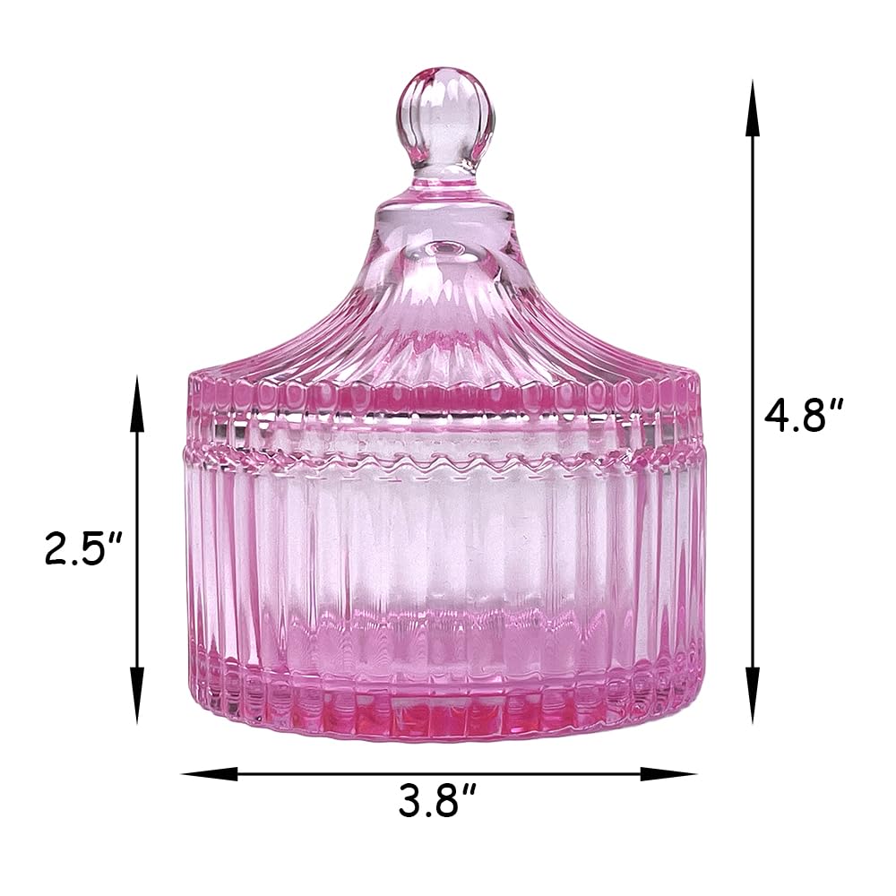 Ultra Soft Powder Puff and Container 3.3" High Density Velvet Dusting Washable Reusable Powder Puff,Body Powder Puff and Glass Jar Holder Loose Powder Box with Puff for Face Makeup(Pink)-BrightBean Baby