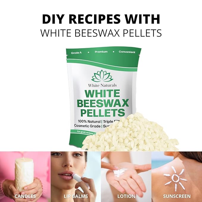 Bulk White Beeswax Pellets 5lb, Pure, Natural, Cosmetic Grade, Organic, Bees Wax Pastilles, Triple Filtered, Great For Candle Making, Soap, Food Wrap, DIY Projects Lip Balms, Lotions, and More!-BrightBean Baby