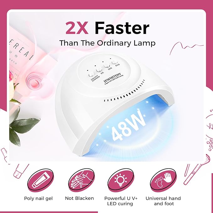 JEWHITENY 28 Colors Poly Nail Gel Kit with Base Top Coat Purple Blue Yellow Nude Pink Glitter Shades Quick-Dry for Beginners DIY Need U V Lamp Curing-BrightBean Baby