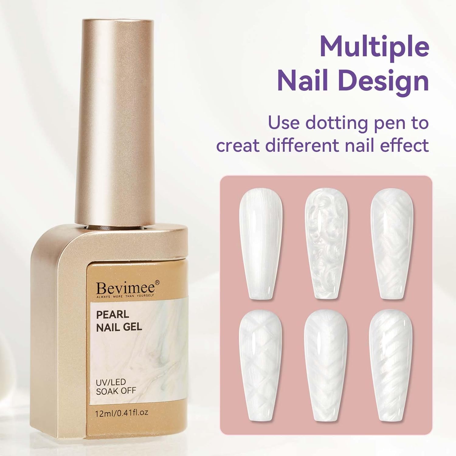 Pearl Gel Nail Polish 12ml Pearl White Mermaid Iridescent Gel Polish Chrome Aurora Nail Drawing Swirl Shell Thread Effect Pearlescent Nail Polish Soak Off UV LED Nail Art Salon Home DIY-BrightBean Baby