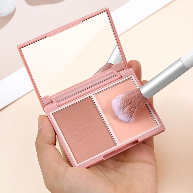 Boobeen Highlighter Contour Makeup Palette Face Matte Bronzer Powder, Compact Contouring Blush for Cheeks, Natural Long Lasting with Brush-BrightBean Baby