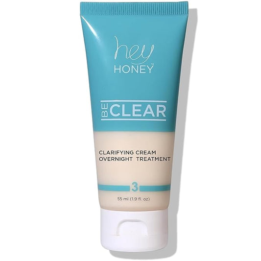 Hey Honey Skincare Be Clear Acne Routine | Clarifying Overnight Treatment | Propolis & Herbal Cream for Blemishes & Acne-Prone Skin | Immidiate Soothing Relief | 1.9 Oz-BrightBean Baby