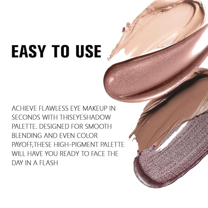 Cream Eyeshadow Quad, Nude Brown Matte Shimmer Eyeshadow Palette Makeup, Neutral Eye Shadow Palette for Older Women Pigmented Waterproof, sombras para ojos, 03-BrightBean Baby