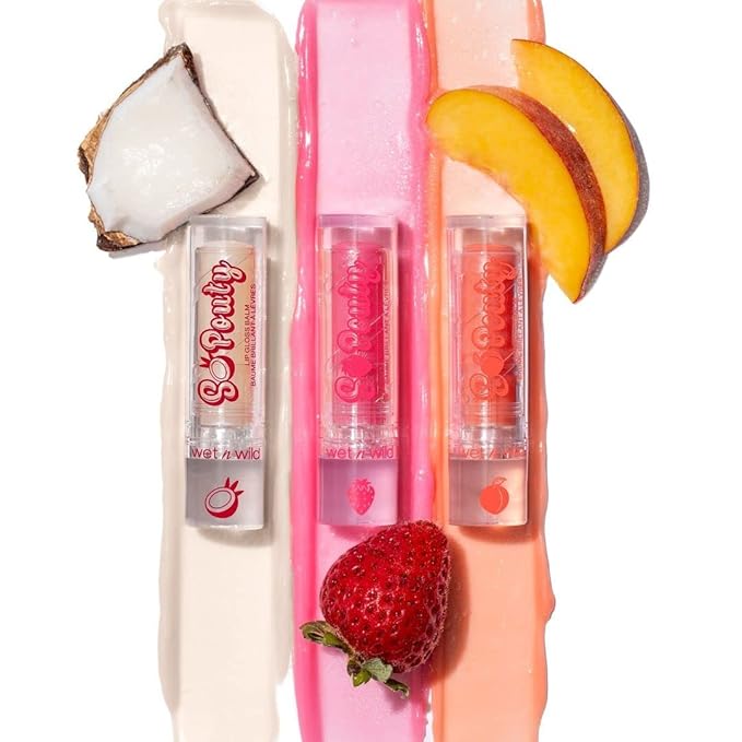 wet n wild Perfect Pout So Pouty Shine Tinted Lip Balm Peach Flavored, Hyaluronic Acid, Vegan Collagen, Moisturizing For Dry Lip Care, Pink (Pack of 2)-BrightBean Baby